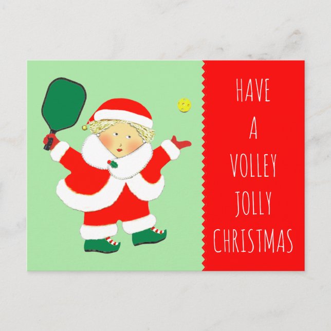 Pickleball Christmas Holiday Postcard (Front)