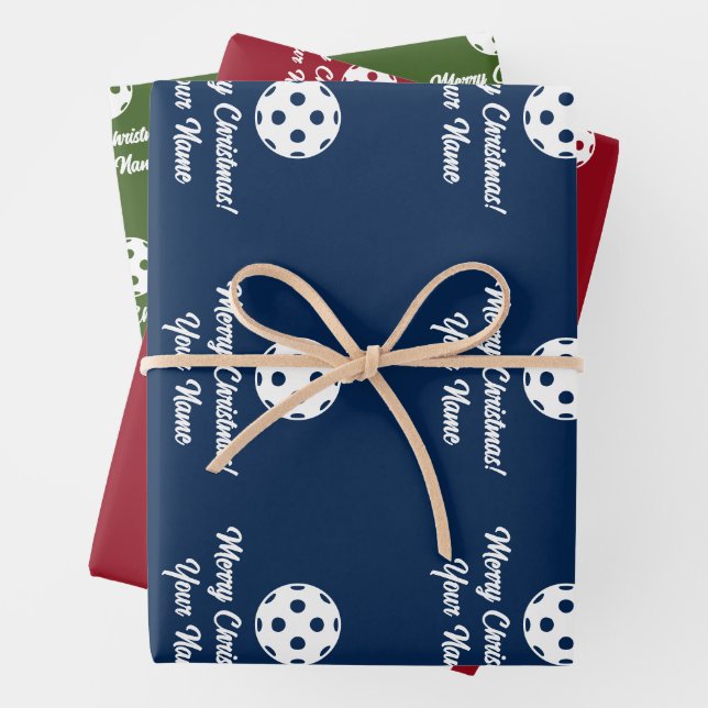 Pickleball Christmas Holiday wrapping paper sheets (In situ)