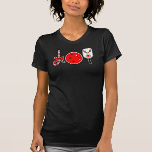 Pickleball Christmas Joy Candy Cane Reindeer T-Shirt