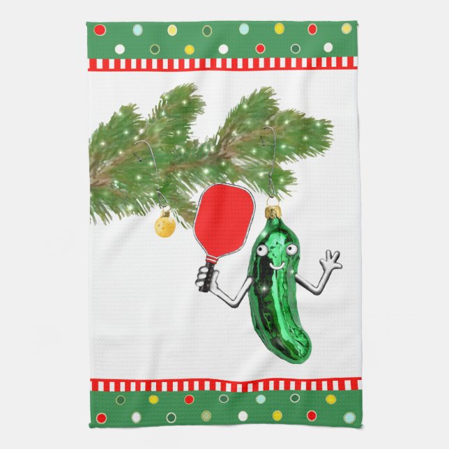 Pickleball Christmas Kitchen Towel (Vertical)