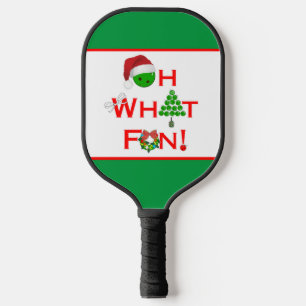 Pickleball Christmas Oh What Fun Red Green White  Pickleball Paddle