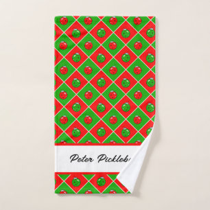 Pickleball Christmas Ornaments Checks Personalized Hand Towel