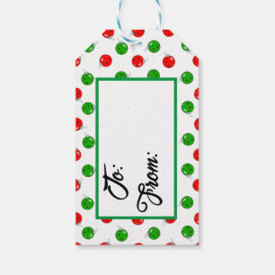 Pickleball Christmas Ornaments Red Green on White Gift Tags