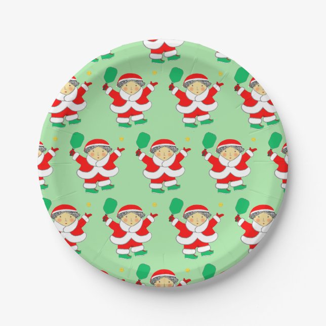 Pickleball Christmas Paper Plate (Front)