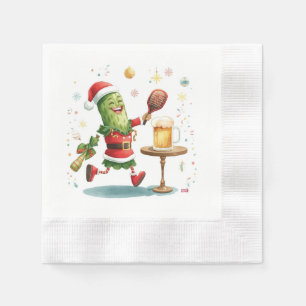 Pickleball Christmas Party with Beer  Napkin