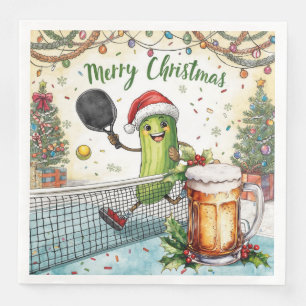 Pickleball Christmas Party with Beer  Napkin