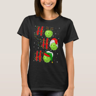 Pickleball Christmas Santa Hat Holiday Ho Ho Ho T-Shirt