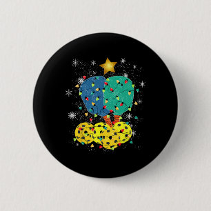 Pickleball Christmas Santa Pickleball X Mas Lights 2 Inch Round Button