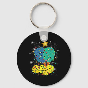 Pickleball Christmas Santa Pickleball X Mas Lights Keychain
