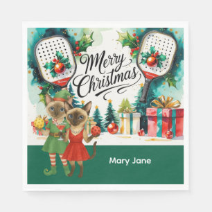 Pickleball Christmas themed for Cat Lovers Napkin