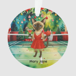 Pickleball Christmas themed for Cat Lovers  Ornament