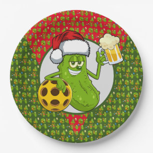 Pickleball Christmas themed Paper Plate