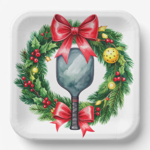 Pickleball Christmas themed Paper Plate