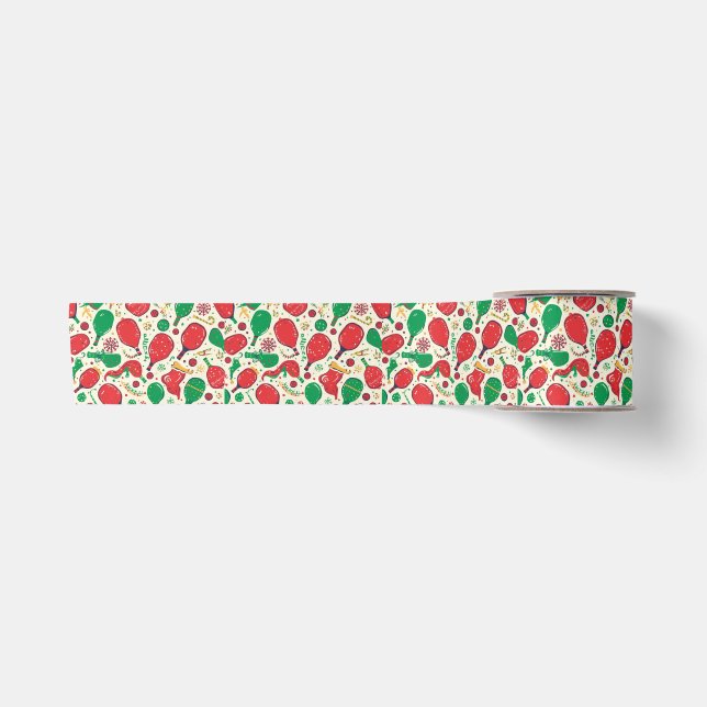 Pickleball  Christmas themed Satin Ribbon (Front)