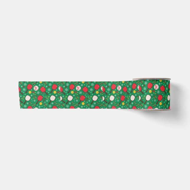 Pickleball  Christmas themed Satin Ribbon (Front)