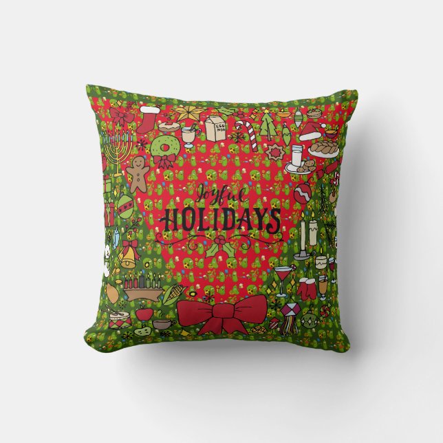 Pickleball Christmas themed  Throw Pillow (Front)