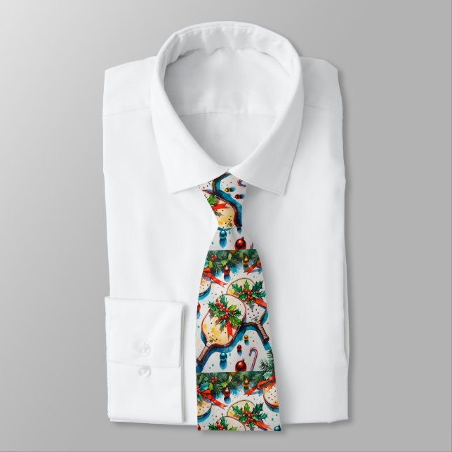 Pickleball Christmas themed  Tie (Tied)