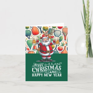 Pickleball Christmas themed with Santa Claus Holiday Card