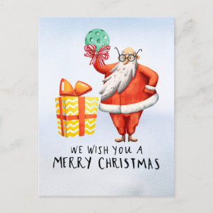 Pickleball Christmas themed with Santa Claus Holiday Postcard