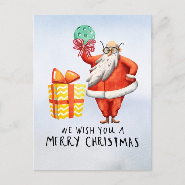 Pickleball Christmas themed with Santa Claus Holiday Postcard (Front)