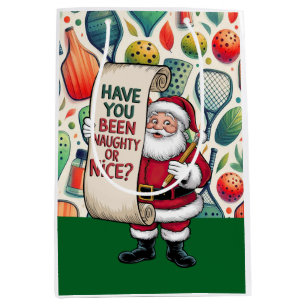 Pickleball Christmas themed with Santa Claus Medium Gift Bag