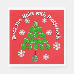 Pickleball Christmas Tree Deck the Halls Party Napkin