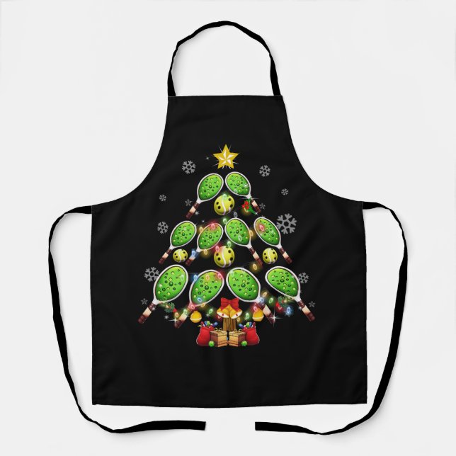 Pickleball Christmas Tree Dink Pickle Ball Player  Apron (Front)