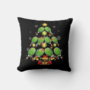 Pickleball Christmas Tree Dink Pickle Ball Player Throw Pillow