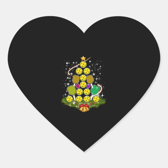 Pickleball Christmas Tree Santa Pickleball X mas Heart Sticker (Front)