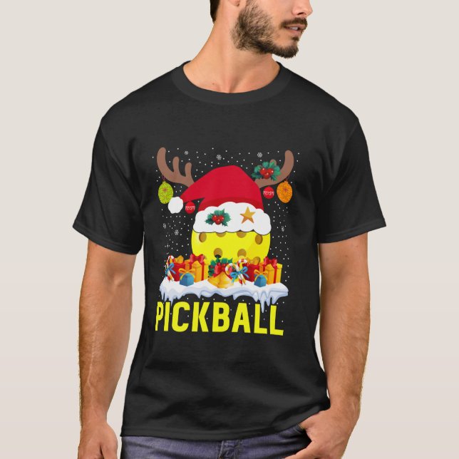 Pickleball Christmas Tree Santa Pickleball X mas L T-Shirt (Front)