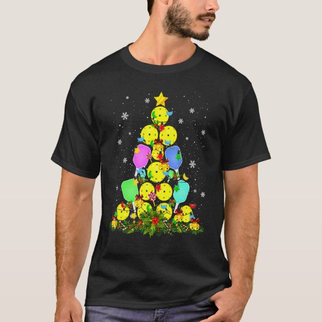 Pickleball Christmas Tree Santa Pickleball X Mas L T-Shirt (Front)