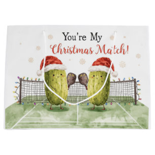 Pickleball  Christmas wears Santa Claus on Match Large Gift Bag