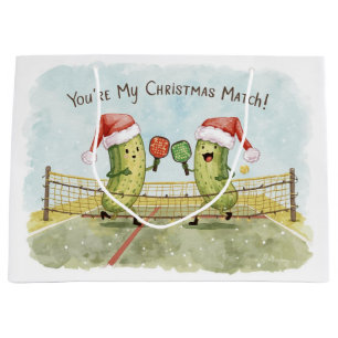 Pickleball  Christmas wears Santa Claus on Match Large Gift Bag