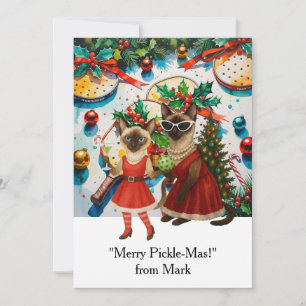 PICKLEBALL Christmas with text "Merry Pickle-Mas!" Holiday Card