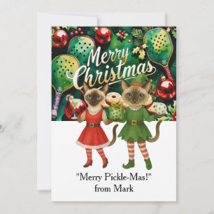 PICKLEBALL Christmas with text "Merry Pickle-Mas!" Holiday Card