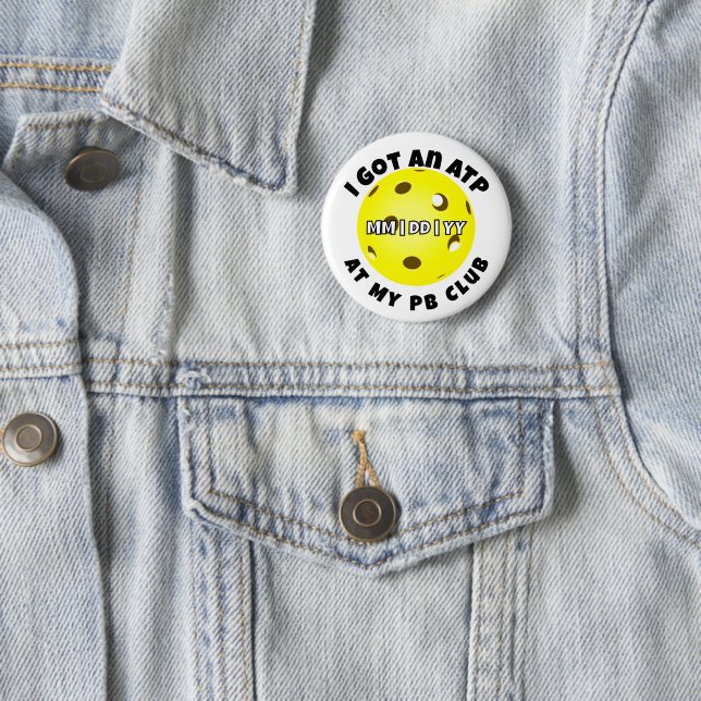 Pickleball Club ATP Yellow Personalized 2 Inch Round Button (In Situ)