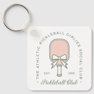 Pickleball club girlies pink and green aesthetic keychain