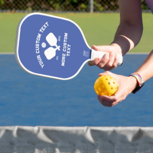 Pickleball Club Logo Player Name Personalized Blue Pickleball Paddle