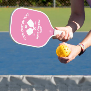 Pickleball Club Logo Player Name Personalized Pink Pickleball Paddle