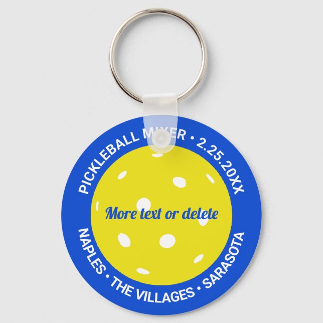 Pickleball Club Mixer Tournament Game Custom Medal Keychain (Front)
