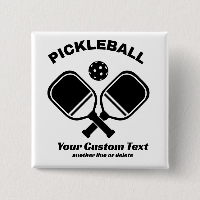 Pickleball Club Pickleball Paddle & Ball Custom 2 Inch Square Button (Front)