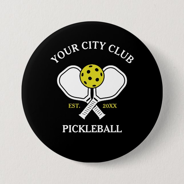  Pickleball Club Team & Custom Pickleball Player 3 Inch Round Button (Front)