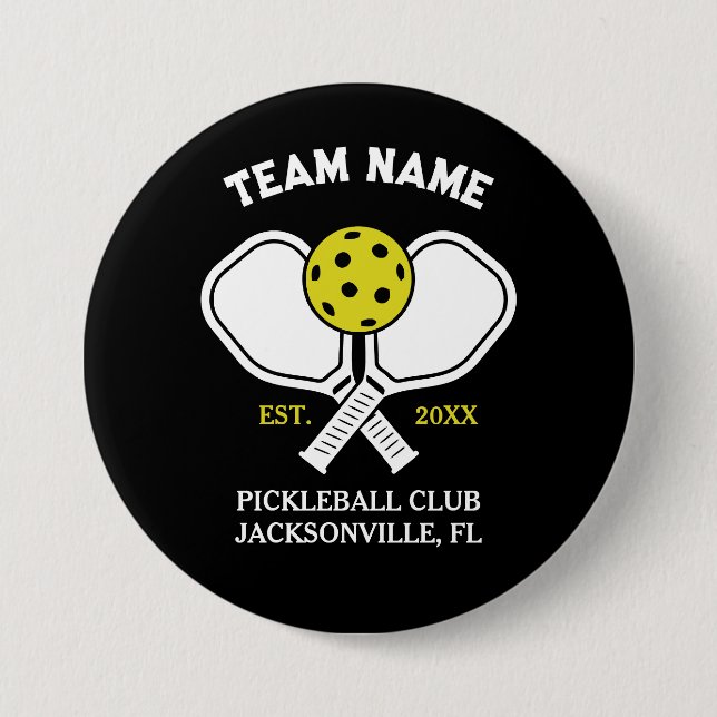 Pickleball Club Team & Custom Pickleball Player 3 Inch Round Button (Front)