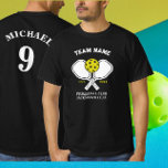 Pickleball Club Team & Custom Pickleball Player T-Shirt<br><div class="desc">Get ready to serve up some style on the pickleball court with a custom Pickleball Paddle! Our customizable Pickleball Paddle feature a fun and playful design that's sure to make you stand out from the competition. Choose from a variety of colours and fonts to create a one-of-a-kind design that reflects...</div>