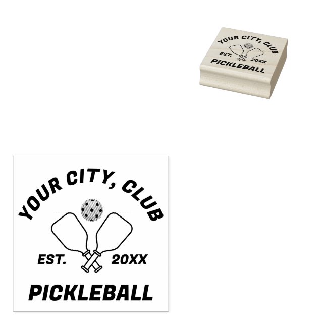 Pickleball Club Team-Paddles & Ball Personalized  Rubber Stamp (Stamped)