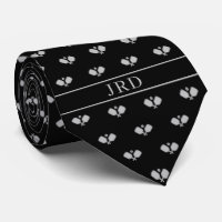 Pickleball Clubs Monogram Name Black Neck Tie