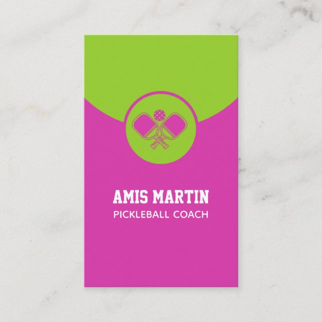 Pickleball Coach Pink pickleball paddle Business Card (Front)