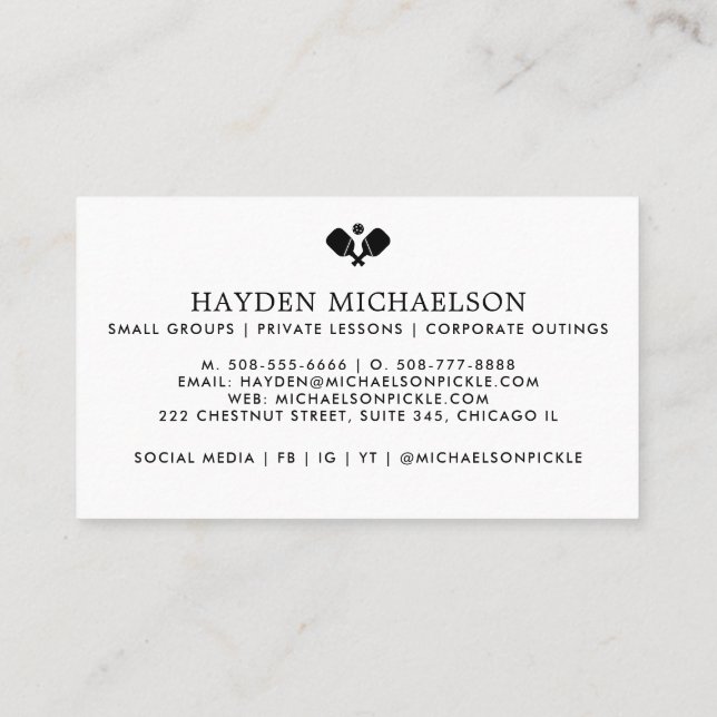 Pickleball Coach Teaching Pro - Add Your Logo Business Card (Back)