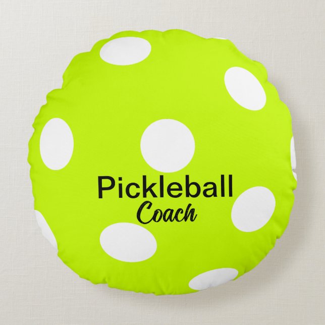 Pickleball Coach Yellow   Round Pillow (Front)