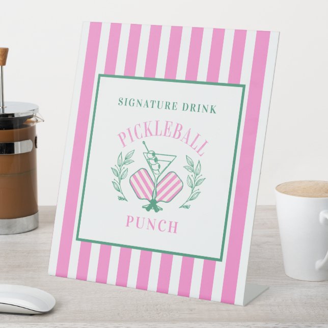 Pickleball Cocktail Club | Signature Drink Pedestal Sign (In SItu)